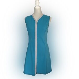 Blue Sleeveless Zip-Up Dress Small